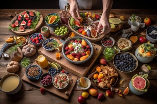 A farm-to-table brunch buffet at a country club (generative AI)