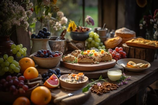 Experience the freshest and most flavorful local produce as you dine in the midst of a verdant orchard (generative AI)