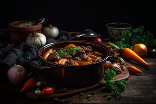 A hearty beef stew with vegetables (generative AI)
