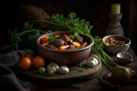 A hearty beef stew with vegetables (generative AI)