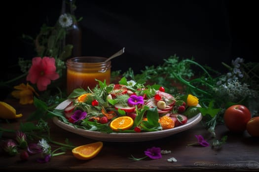 A fresh garden salad with a tangy vinaigrette dressing (generative AI)