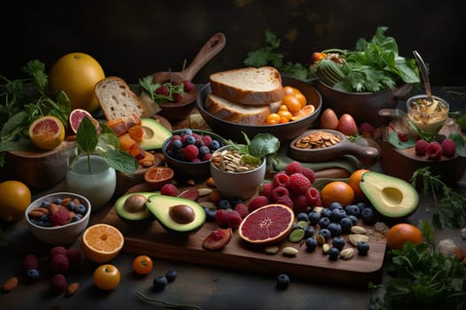 Get energized with our healthy buffet that’s perfect for fueling your workout. All located within a modern gym for your convenience! (generative AI)