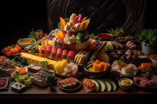 A feast for the senses! Relish in Asian Fusion specialties, surrounded by tranquil Zen gardens and water features (generative AI)