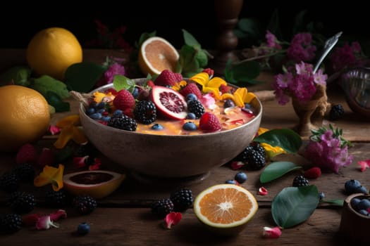 A refreshing fruit smoothie bowl on a hot summer day (generative AI)
