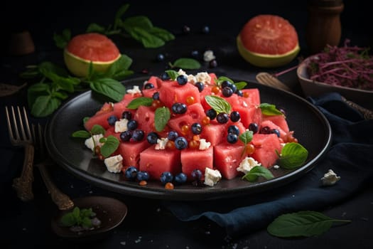 A refreshing watermelon salad with feta (generative AI)