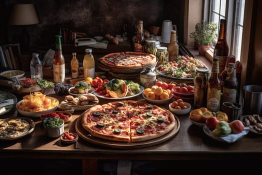 A pizza buffet party at a friend's house (generative AI)