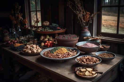 A rustic buffet on a farm (generative AI)