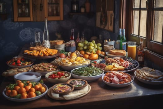 Taste the flavors of Andalusia in tapas style at a lively taverna (generative AI)