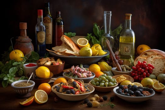 Taste the flavors of Andalusia in tapas style at a lively taverna (generative AI)