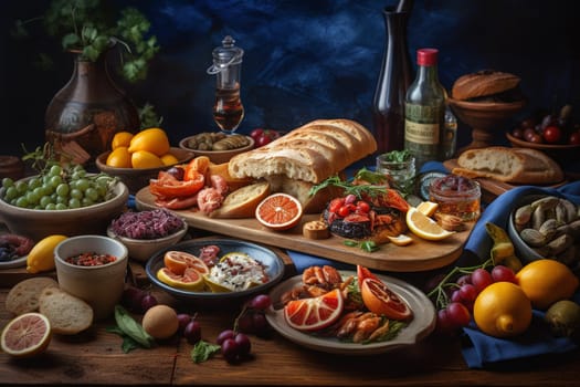Taste the flavors of Andalusia in tapas style at a lively taverna (generative AI)