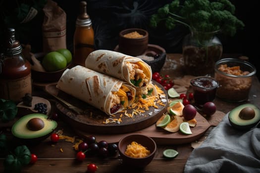 A savory and spicy breakfast burrito filled with eggs, veggies, and hot sauce (generative AI)