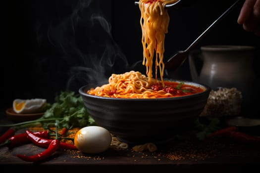 Warm yourself up with this hot and spicy bowl of ramen (generative AI)