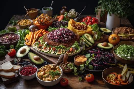 A vegan buffet with plant-based options (generative AI)