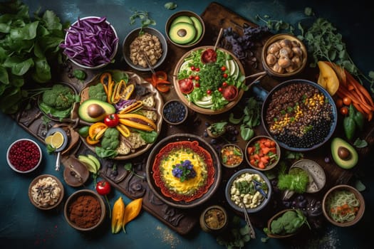 A vegan buffet with plant-based options (generative AI)