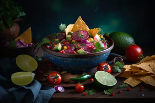 Add some spice and flavor to your meal with this vibrant and fresh salsa mix (generative AI)
