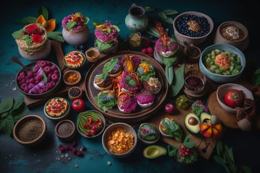 A vegan buffet with plant-based options (generative AI)