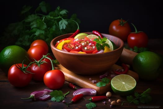 Add some spice and flavor to your meal with this vibrant and fresh salsa mix (generative AI)