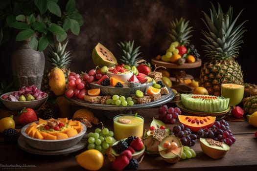 An exotic fruit buffet with tropical treats (generative AI)