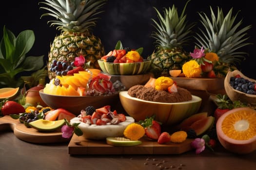 An exotic fruit buffet with tropical treats (generative AI)