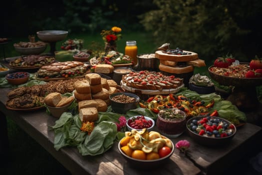 A vegan buffet in a park (generative AI)