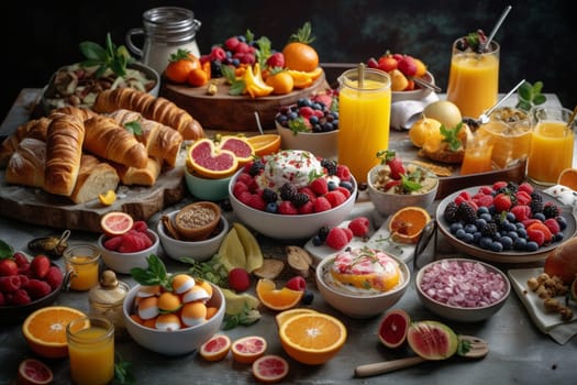 Brunch in style at our buffet with bottomless mimosas served all day (generative AI)