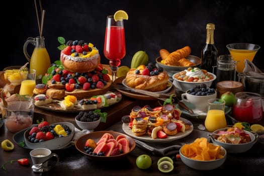 Brunch in style at our buffet with bottomless mimosas served all day (generative AI)