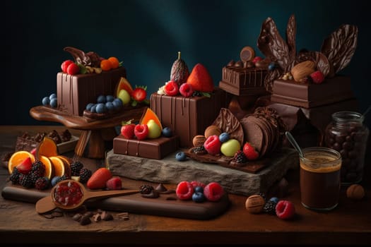 Explore a chocolate lover's paradise at our decadent chocolate buffet (generative AI)