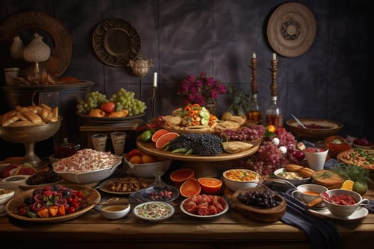 Travel back in time with our historical buffet featuring traditional dishes from ancient civilizations (generative AI)