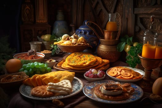 Travel back in time with our historical buffet featuring traditional dishes from ancient civilizations (generative AI)