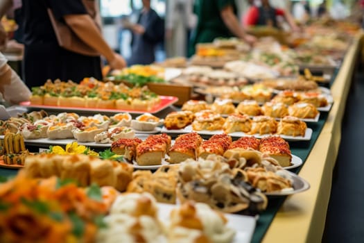 An international cuisine buffet at a university's cultural fair (generative AI)