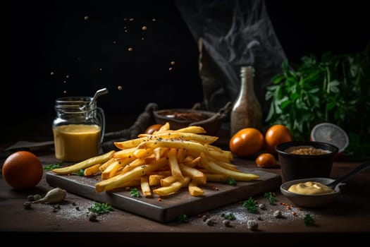 Crispy golden fries with a side of garlic aioli (generative AI)