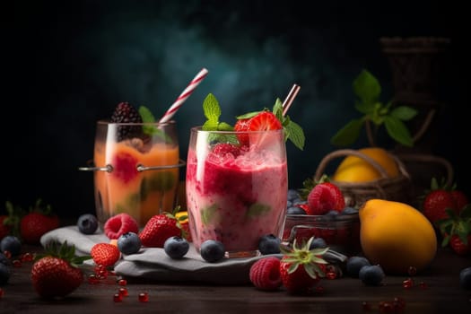 Enjoy a cool and fruity smoothie on a blazing summer day (generative AI)