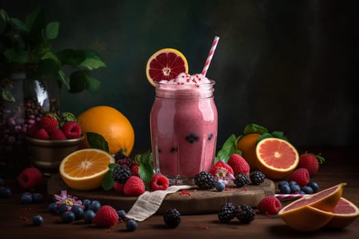 Enjoy a cool and fruity smoothie on a blazing summer day (generative AI)