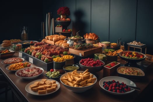 Experience a sports-themed buffet with your favorite stadium snacks at the football game (generative AI)