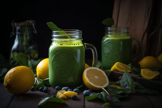 Green smoothie with kale and mango (generative AI)