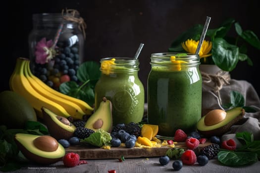 Green smoothie with kale and mango (generative AI)