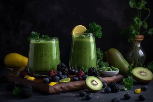 Green smoothie with kale and mango (generative AI)