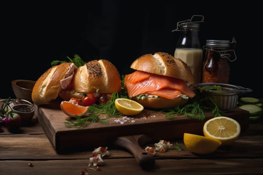 Traditional bagel and lox on a Sunday morning (generative AI)
