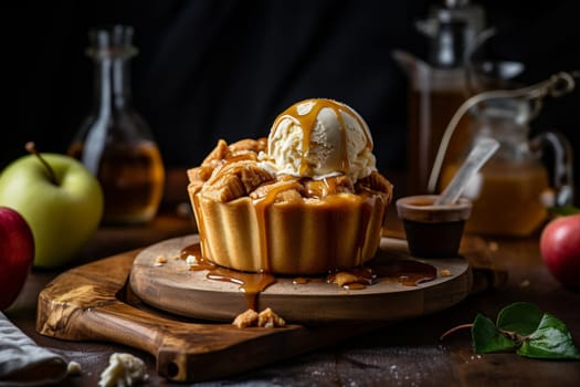 A warm apple pie topped with ice cream (generative AI)