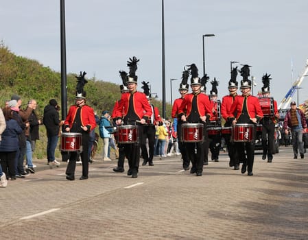 Noordwijk, Netherlands - April 22, 2023: The traditional flowers parade Bloemencorso from Noordwijk to Haarlem in the Netherlands.