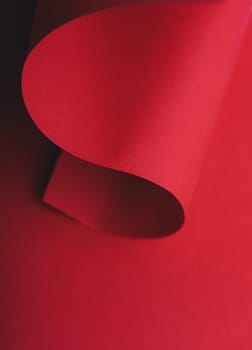Abstract red geometry creative shape background. Modern and trendy minimal paper composition. Flat lay minimalist layout.