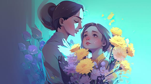 Mother's day flat design, Generative AI, AI generated