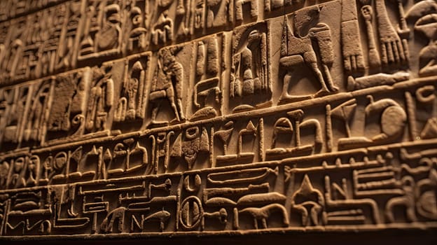 Egyptian engraved hieroglyph, generative AI