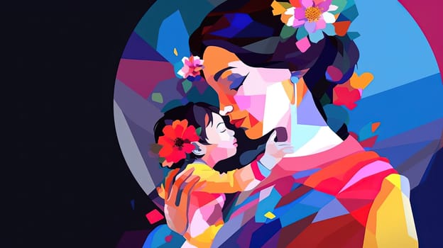 Mother's day flat design, Generative AI