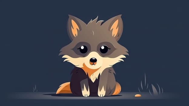 Cute little wolf on black background, Generative AI, AI generated