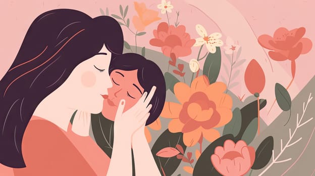 Mother's day flat design, Generative AI, AI generated