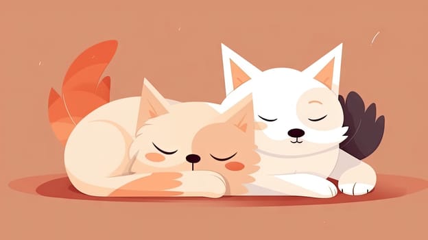 Cute little cats sleeping together, Generative AI, AI generated