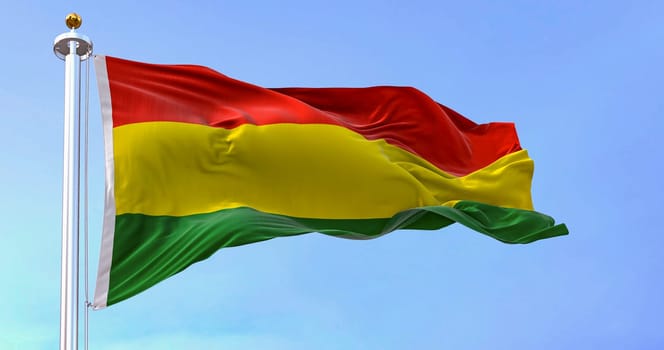 Bolivia national flag waving in the wind. The Plurinational State of Bolivia is a State of South America. 3d illustration render. Fluttering fabric