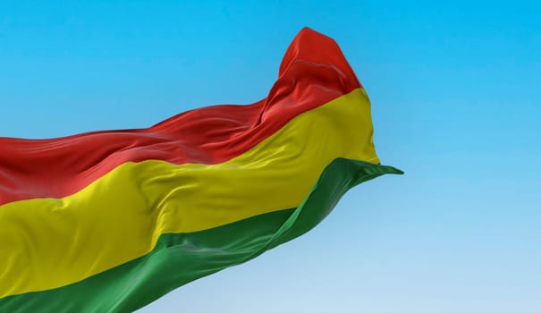 Bolivia national flag waving in the wind. The Plurinational State of Bolivia is a State of South America. 3d illustration render. Fluttering fabric