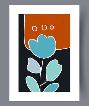 Still life flower nordic plant wall art print. Printable minimal abstract flower poster. Contemporary decorative background with plant. Wall artwork for interior design.